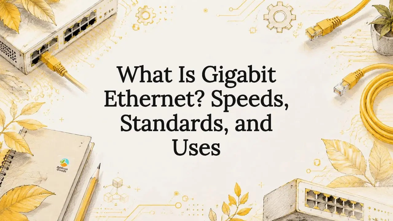 Decorative title card with Ethernet-themed illustrations