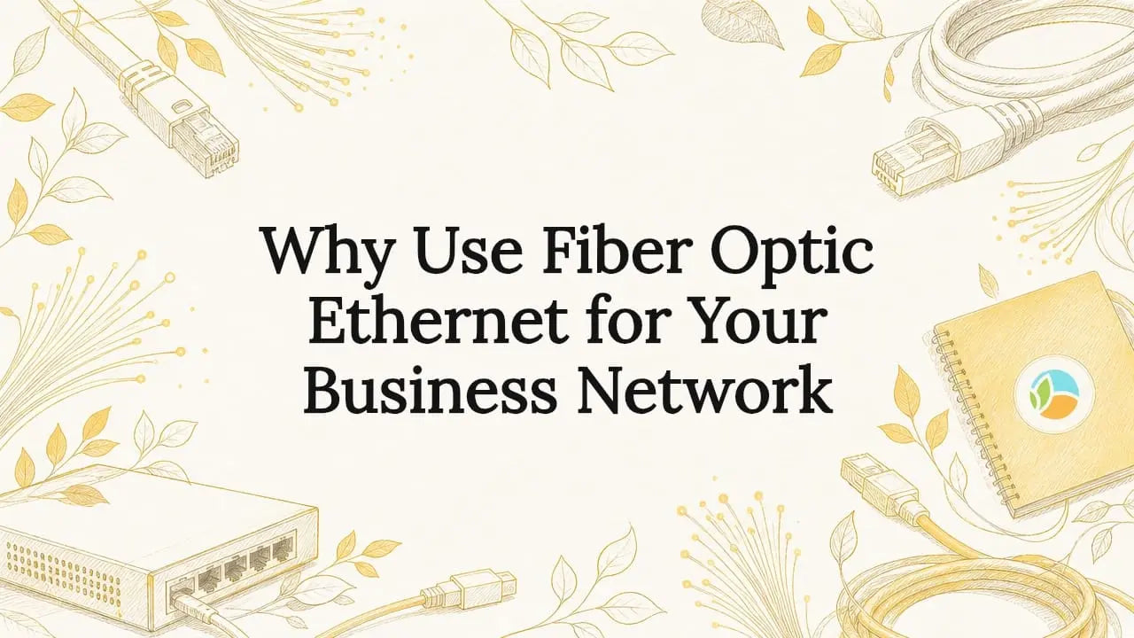 Decorative title card illustration of fiber optic cables