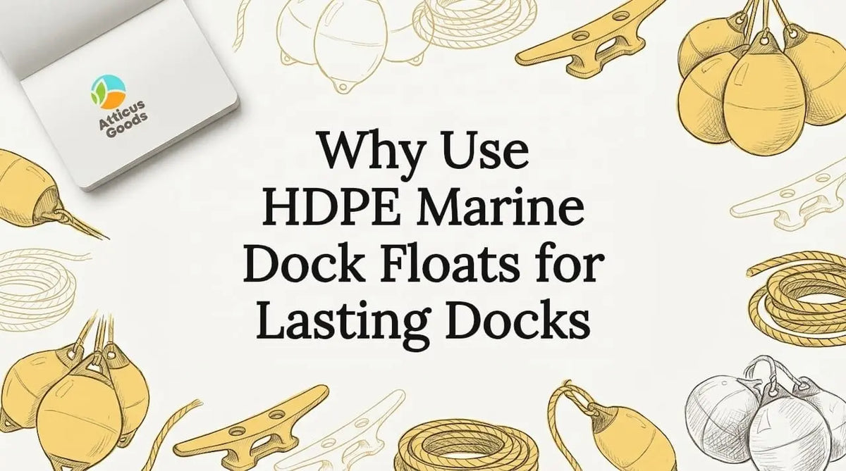 Decorative hand-drawn dock floats title card illustration