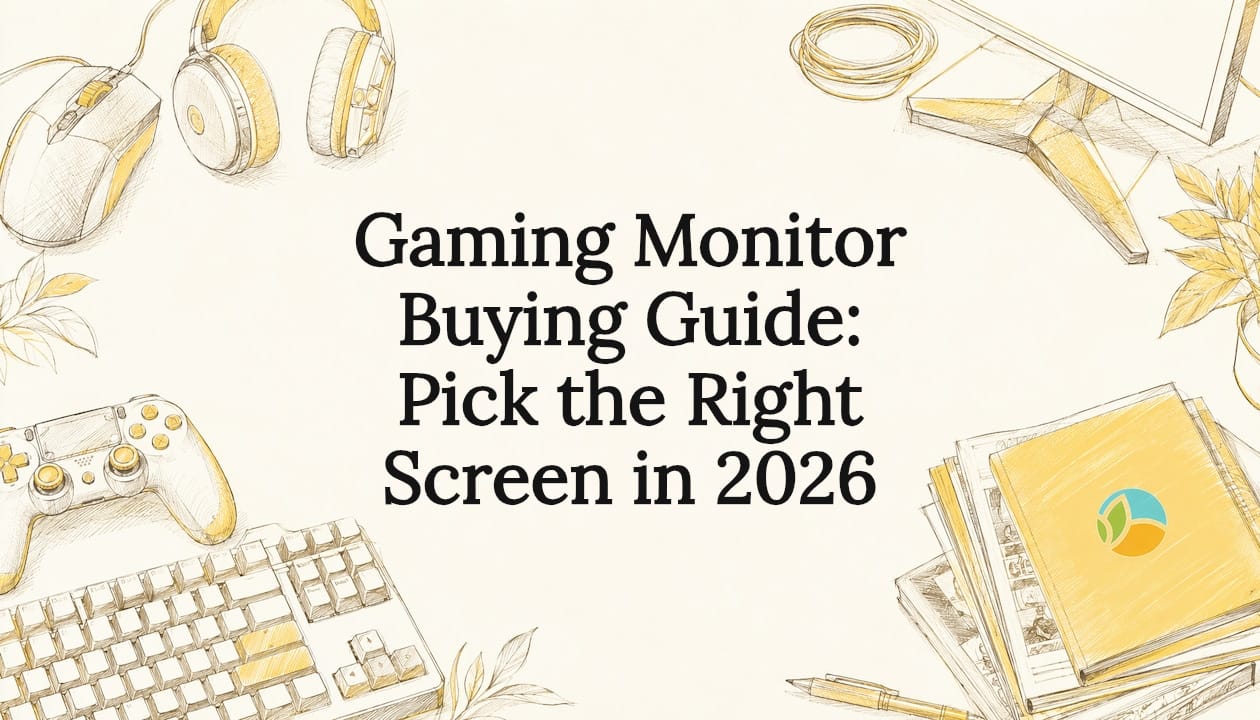 Decorative gaming gear illustration framing title