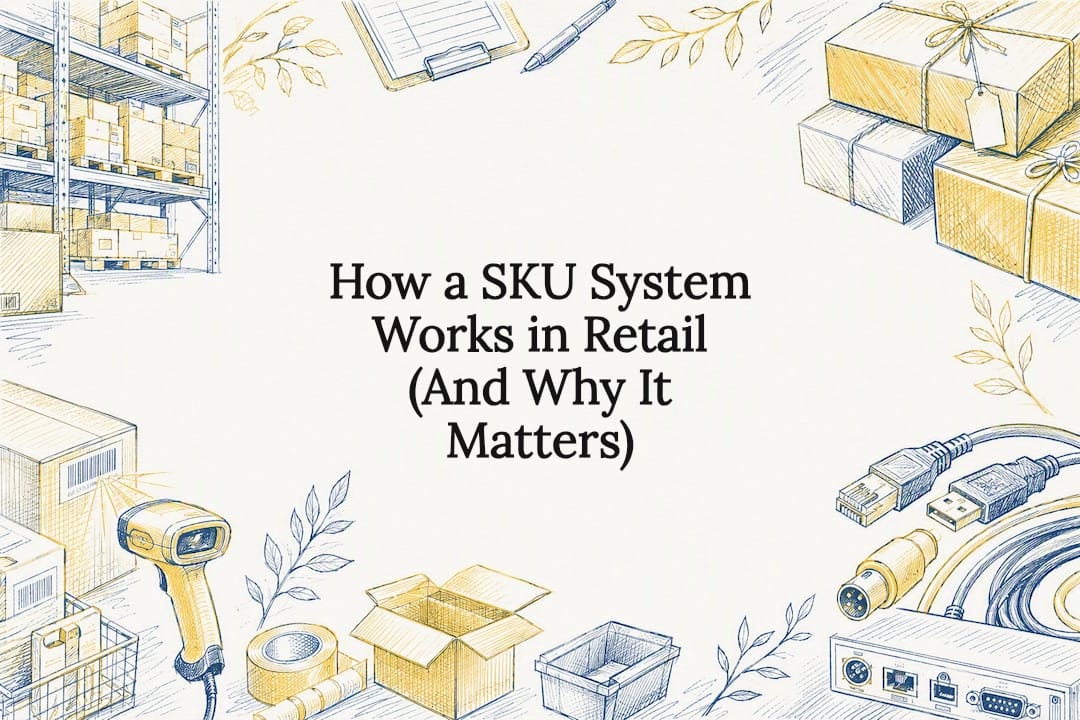 Decorative title card illustration related to SKU systems