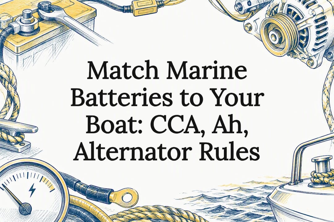 Decorative marine battery guide title card