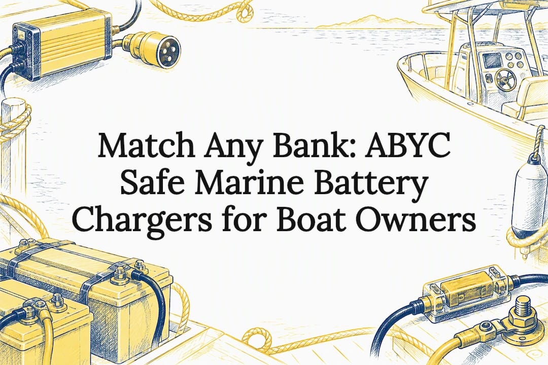 Marine battery charger title card illustration