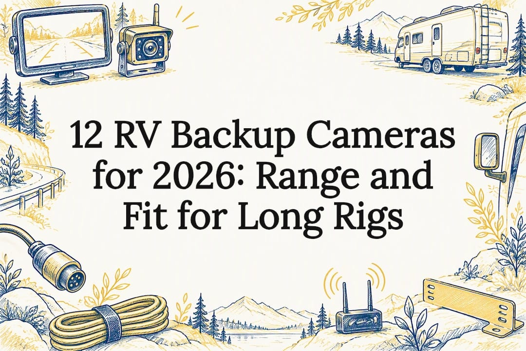 Sketches framing an RV camera title