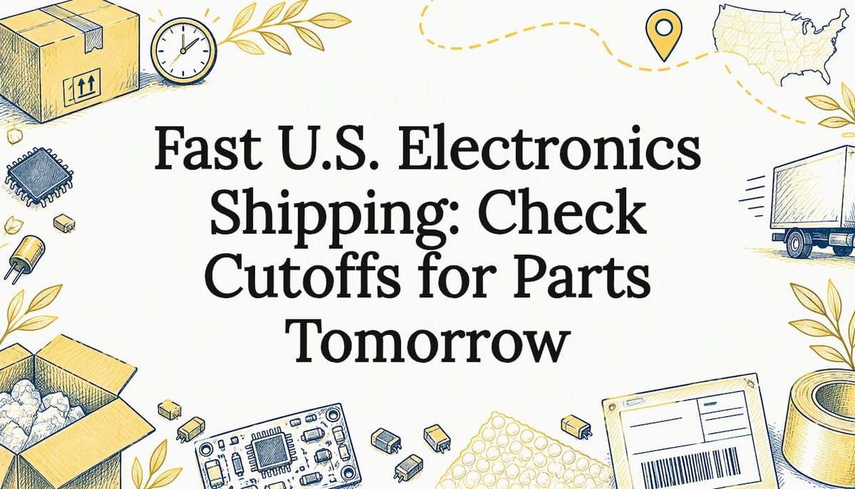 Sketch accents framing an electronics shipping headline