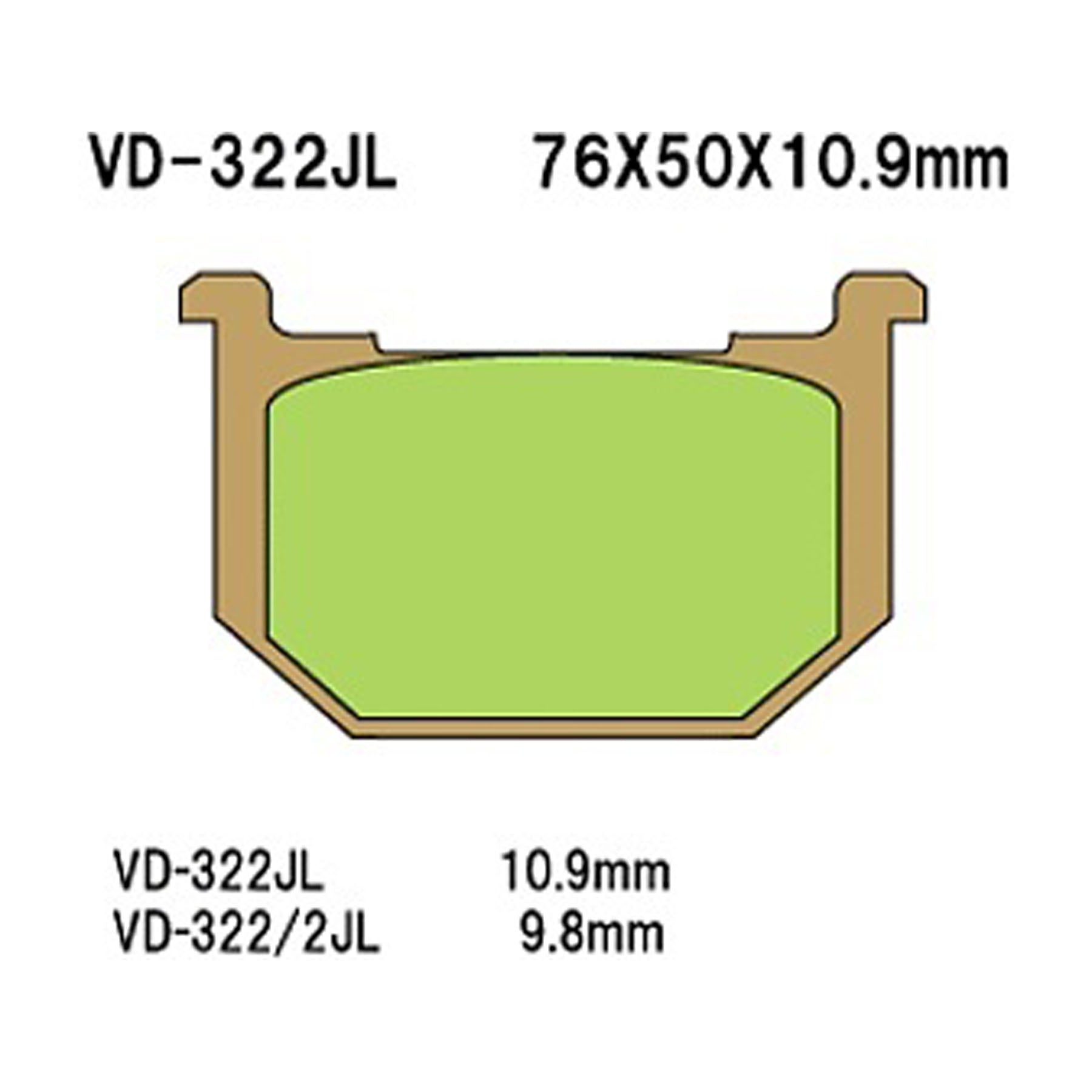 VESRAH Sintered Metal Brake Pads VD-322/2JL for Reliable Stopping Power