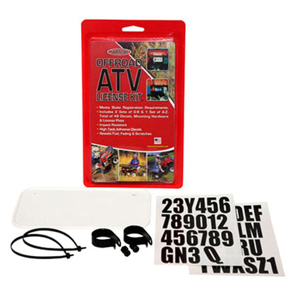 HARDLINE ATV License Plate White with Part Number 2340W