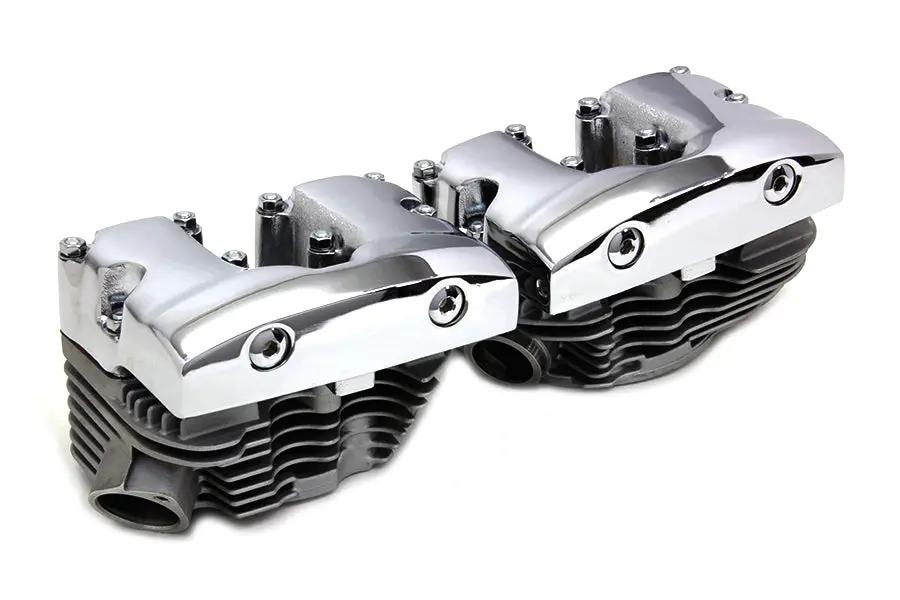 V-Twin Cylinder Head Set with Chrome Rocker Box for Harley Davidson FL and FX Models by V-Twin