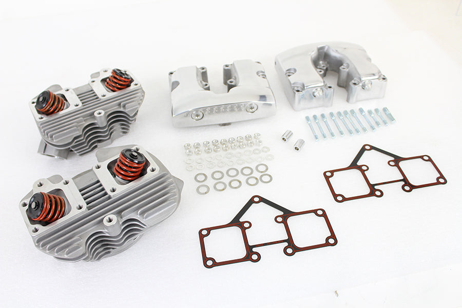V-Twin 10-1127 Cylinder Head Set with Polished Rocker Boxes for Harley-Davidson Shovelhead
