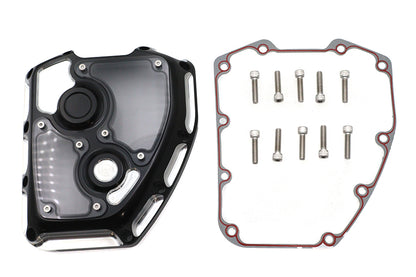 V-Twin CNC Clarity Cam Cover Black for Harley-Davidson Softail