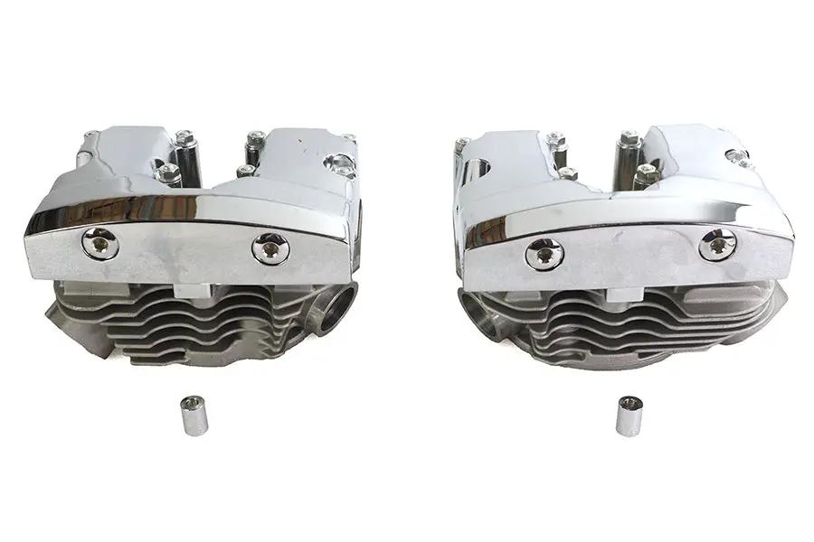 V-Twin Cylinder Head Set with Chrome Rocker Box for Harley Davidson Shovelhead 74/80 Inch Models by V-Twin