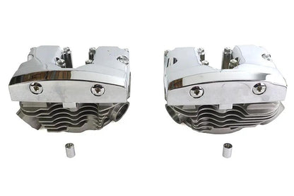 V-Twin Cylinder Head Set with Chrome Rocker Box for Harley Davidson Shovelhead 74/80 Inch Models by V-Twin