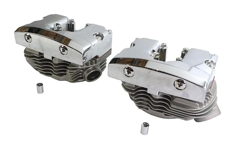 V-Twin Cylinder Head Set with Chrome Rocker Box for Harley Davidson Shovelhead 74/80 Inch Models by V-Twin