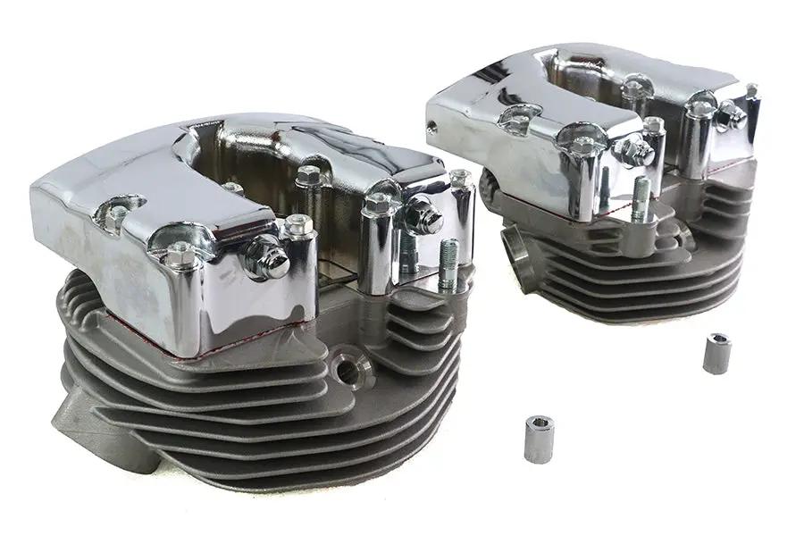 V-Twin Cylinder Head Set with Chrome Rocker Box for Harley Davidson Shovelhead 74/80 Inch Models by V-Twin