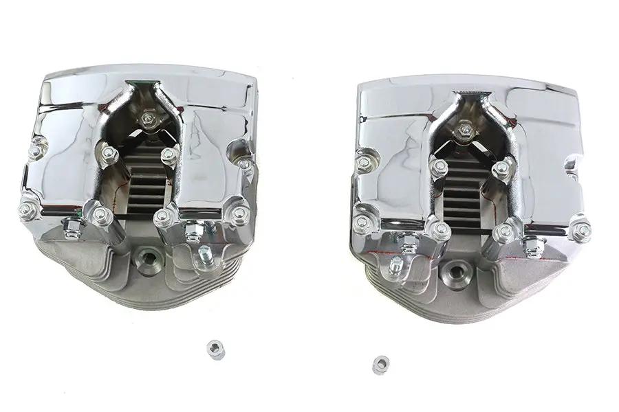 V-Twin Cylinder Head Set with Chrome Rocker Box for Harley Davidson Shovelhead 74/80 Inch Models by V-Twin