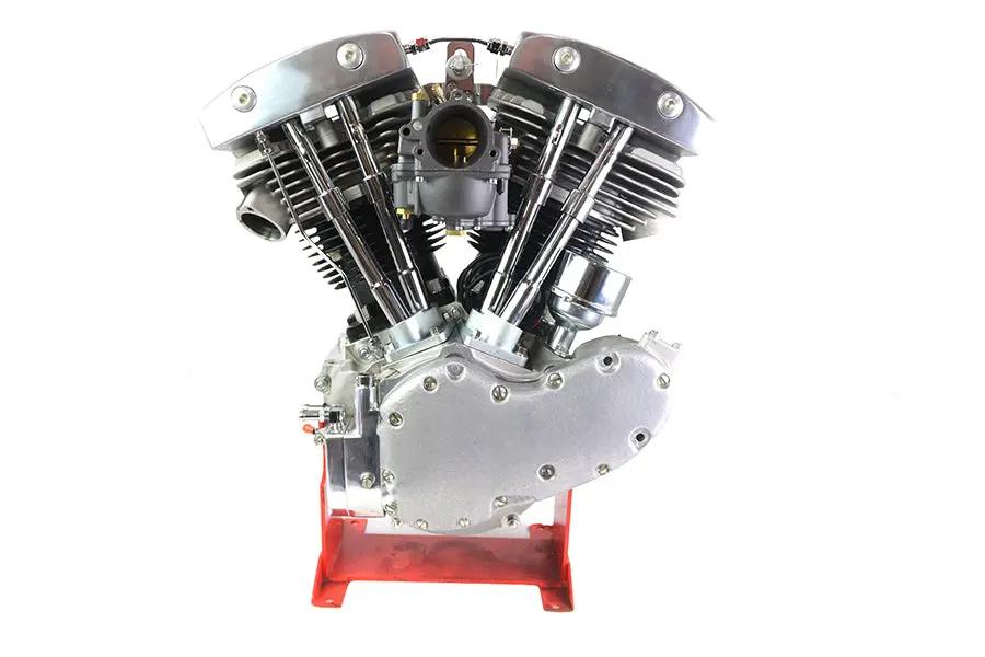 Motorshop 74 Inch Flatside Shovelhead Engine Assembly with Pre-Run 1 7/8 Inch OKO Shorty Carburetor by Motorshop