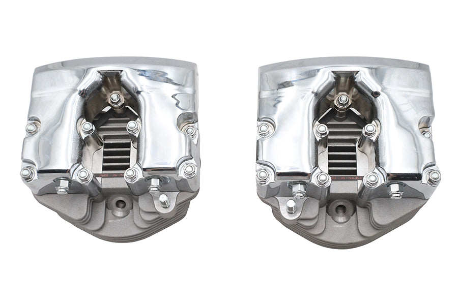 V-Twin 10-2091 Factory Sample Cylinder Head Set with Chrome Rocker Boxes for Harley-Davidson