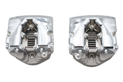 V-Twin 10-2091 Factory Sample Cylinder Head Set with Chrome Rocker Boxes for Harley-Davidson