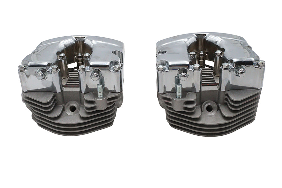 V-Twin 10-2091 Factory Sample Cylinder Head Set with Chrome Rocker Boxes for Harley-Davidson