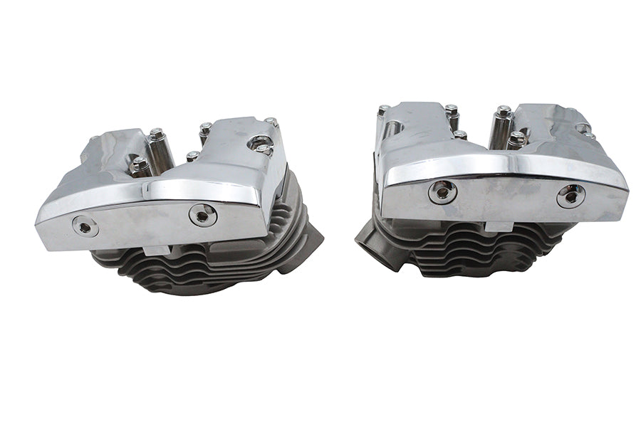V-Twin 10-2091 Factory Sample Cylinder Head Set with Chrome Rocker Boxes for Harley-Davidson