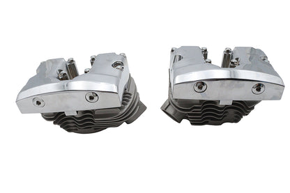 V-Twin 10-2091 Factory Sample Cylinder Head Set with Chrome Rocker Boxes for Harley-Davidson