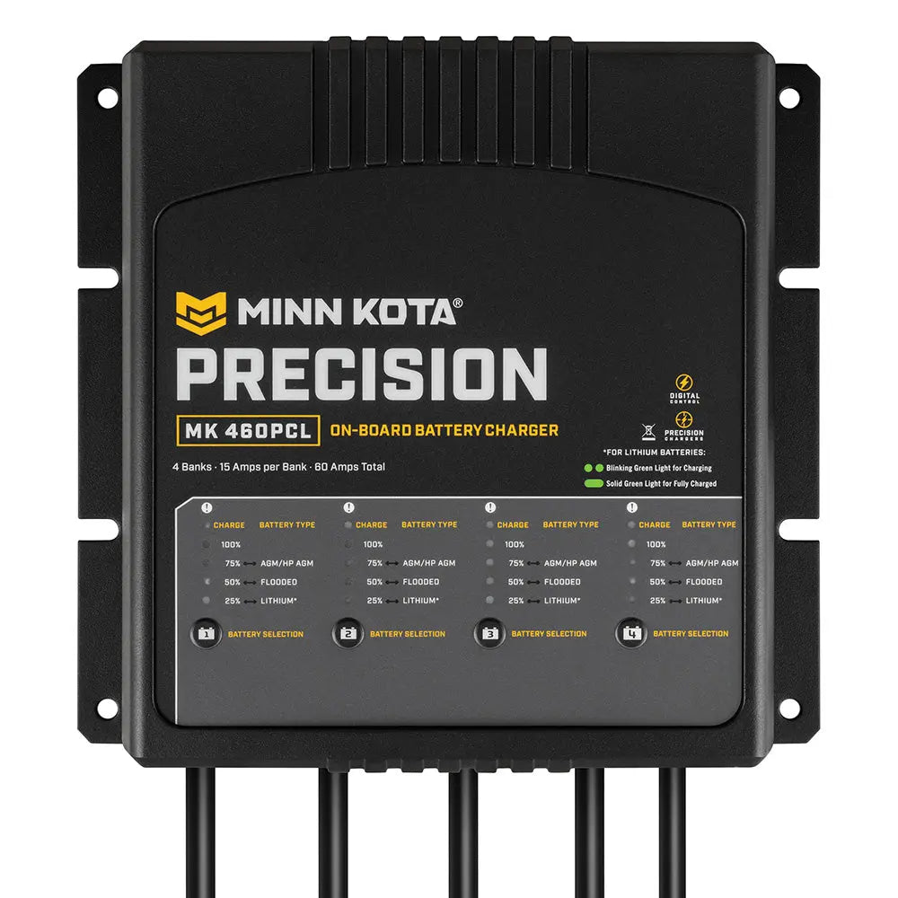Minn Kota MK-460 PCL On-Board 4-Bank Lithium-Optimized Charger with 15 Amp Output