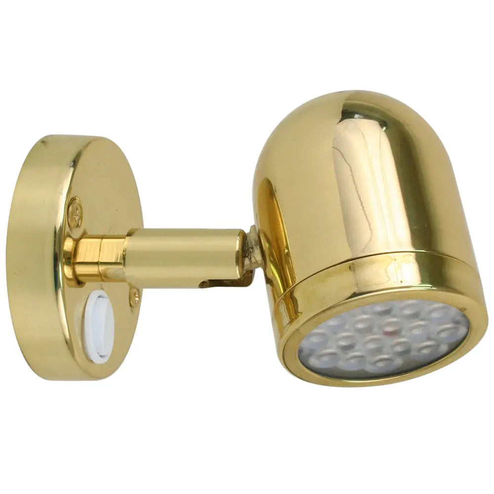 Scandvik LED Brass Reading Light - 10-30V with Adjustable Swivel and On/Off Switch
