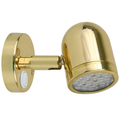 Scandvik LED Brass Reading Light - 10-30V with Adjustable Swivel and On/Off Switch