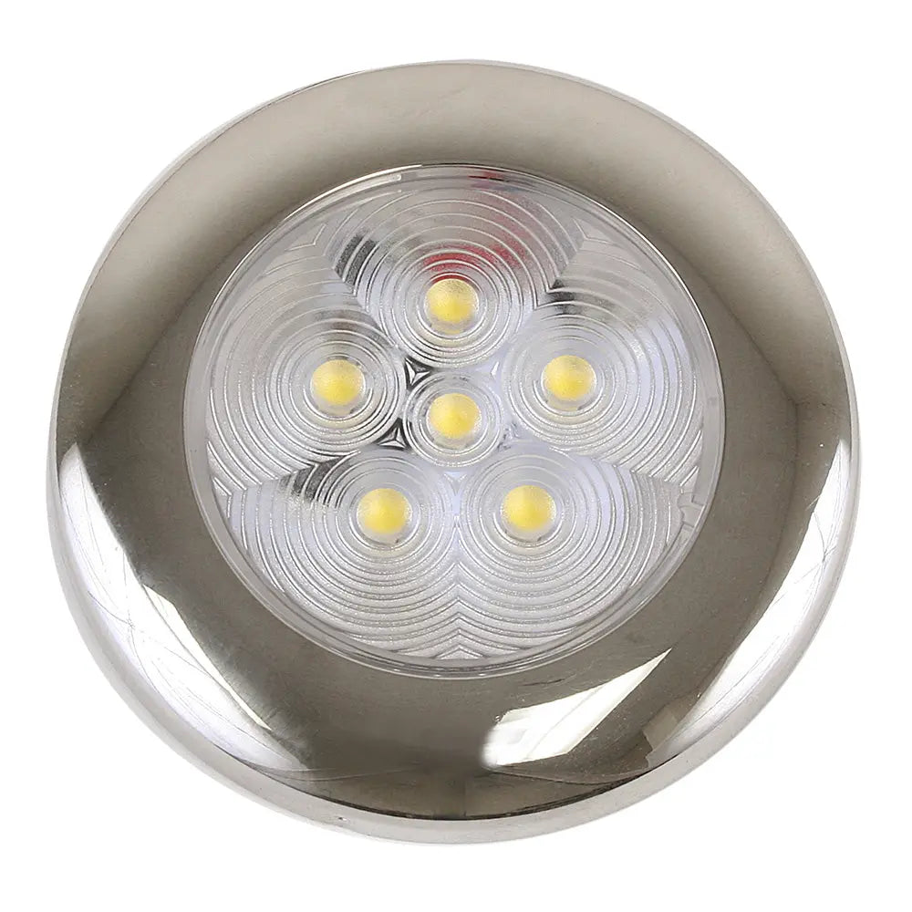 Scandvik B3 Downlight Surface Mount - Cool White LED with Stainless Steel Trim, IP67 Waterproof - 12/24V