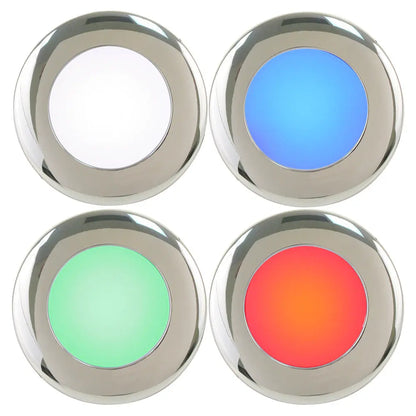 Scandvik A2.5 4-Color LED Downlight with Stainless Steel Trim - 8-30V
