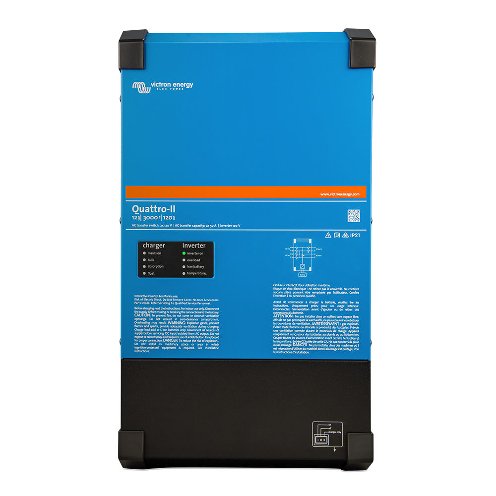 Victron Energy Quattro-II 12/3000 Inverter Charger with Dual AC Inputs and PowerAssist Technology