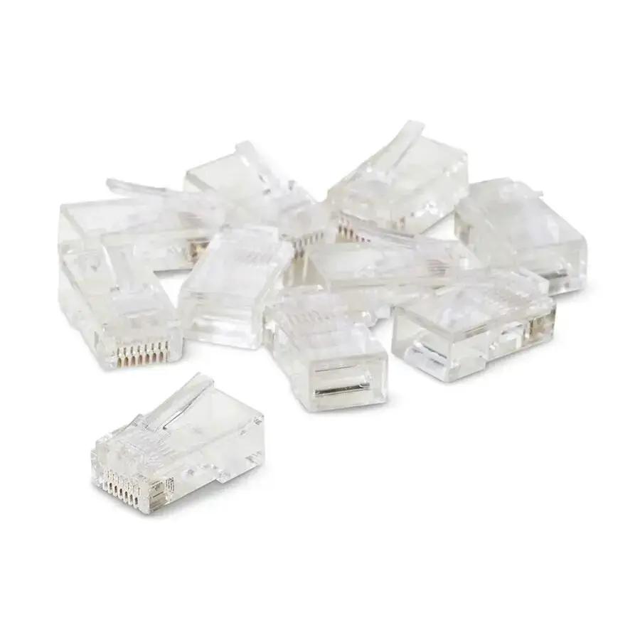 Belkin 50 Micron RJ45 Plugs – Clear Gold-Plated Network Connectors for Round Cable, Pack of 10 by Belkin International, Inc