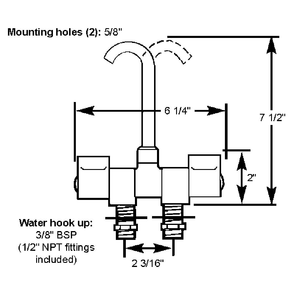 Scandvik Chrome Folding Spout Mixer with High-Reach Spout - Part 10474P