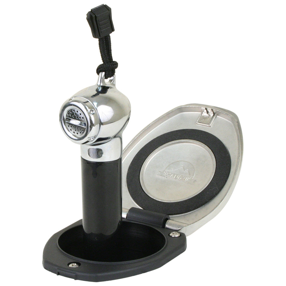 Scandvik Black & Stainless Steel Recessed Transom Shower Handle and Hose - Vertical or Horizontal Mount with 6 ft. Hose
