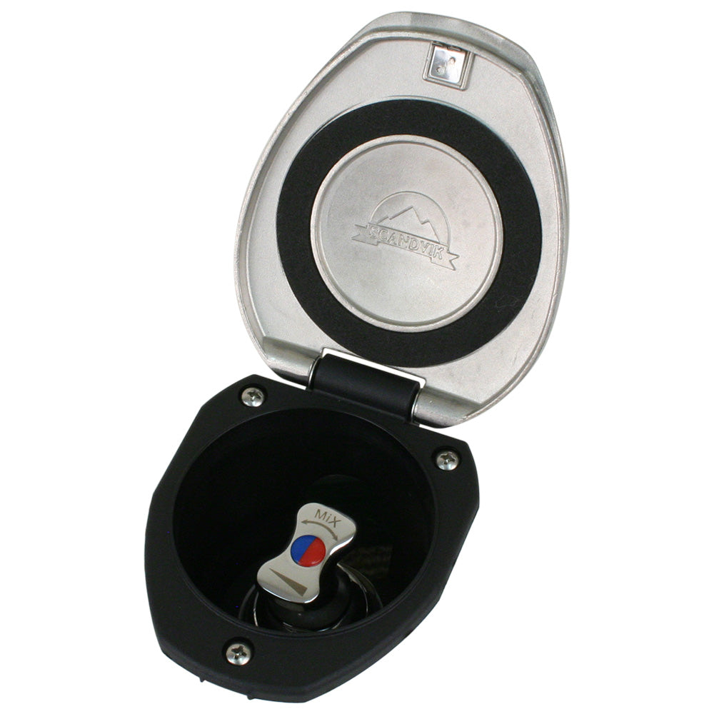 Scandvik Recessed T-Handle Mixing Valve with Black Cup - Stainless Steel, Part #12127