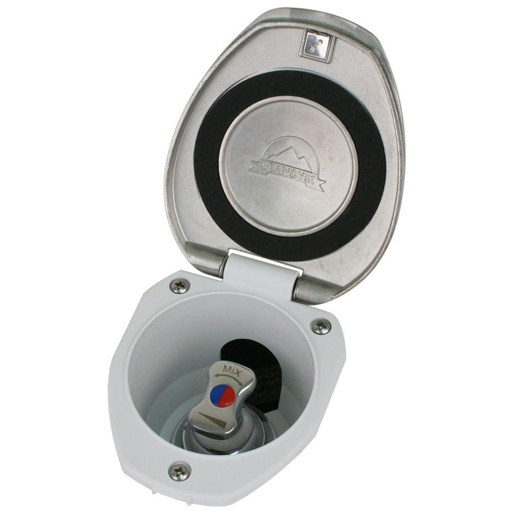 Scandvik Recessed T-Handle Mixing Valve with White Cup, Model 12134
