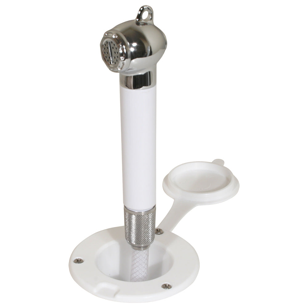 Scandvik Recessed Transom Shower with 6 ft. Hose - White, Part Number 10055P