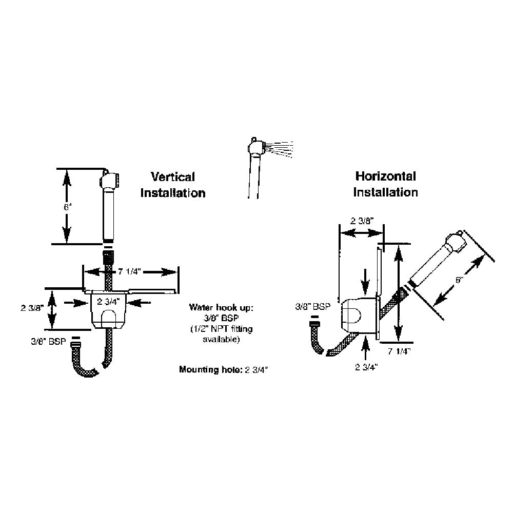 Scandvik Recessed Shower with 6' White Hose and Push-Button - Model 12106P