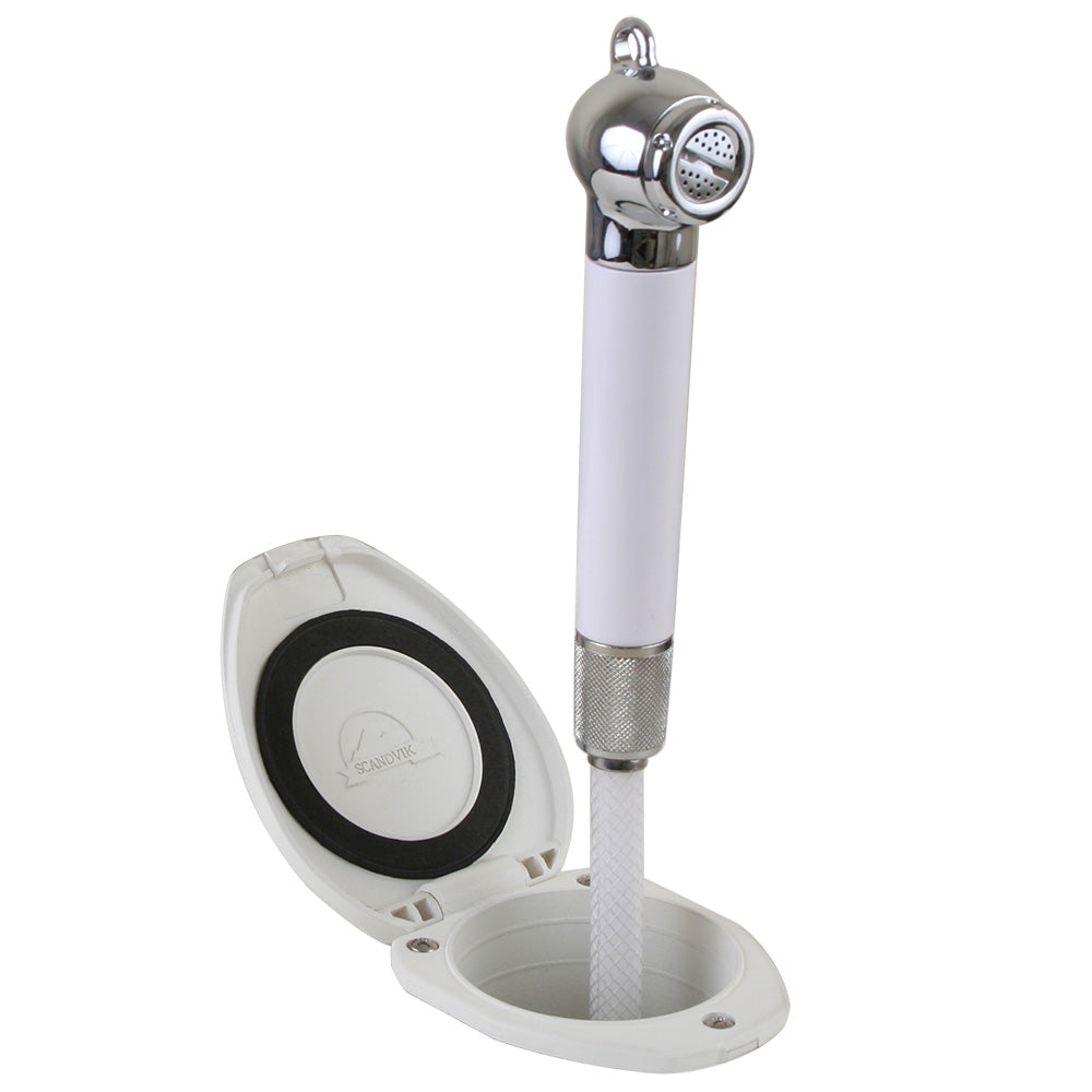 Scandvik Recessed Shower with 6' White Hose and Push-Button - Model 12106P