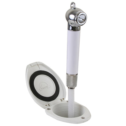 Scandvik Recessed Shower with 6' White Hose and Push-Button - Model 12106P
