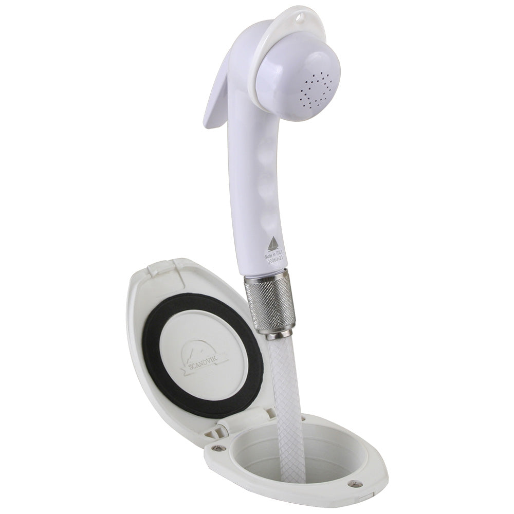 Scandvik Recessed Shower with 6' White Hose and Euro Trigger Sprayer