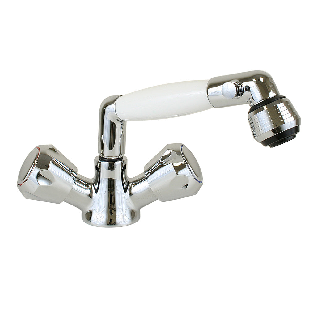 Scandvik Combo Shower Sprayer with White Handle and 5 ft. Nylon Hose