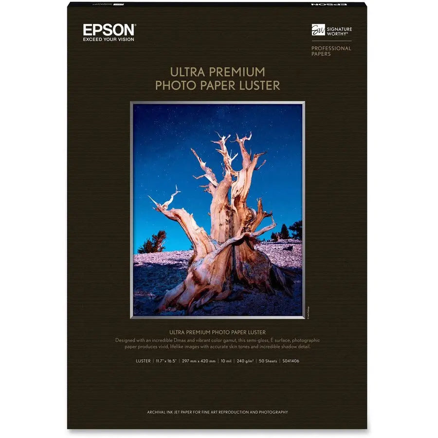 Epson S041406 Premium Luster Photo Paper – 50 Sheets for Vivid, High-Quality Prints
