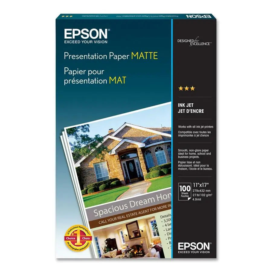 Epson Matte Inkjet Presentation Paper S041070 - Bright White Coated Paper for High-Quality Flyers and Reports
