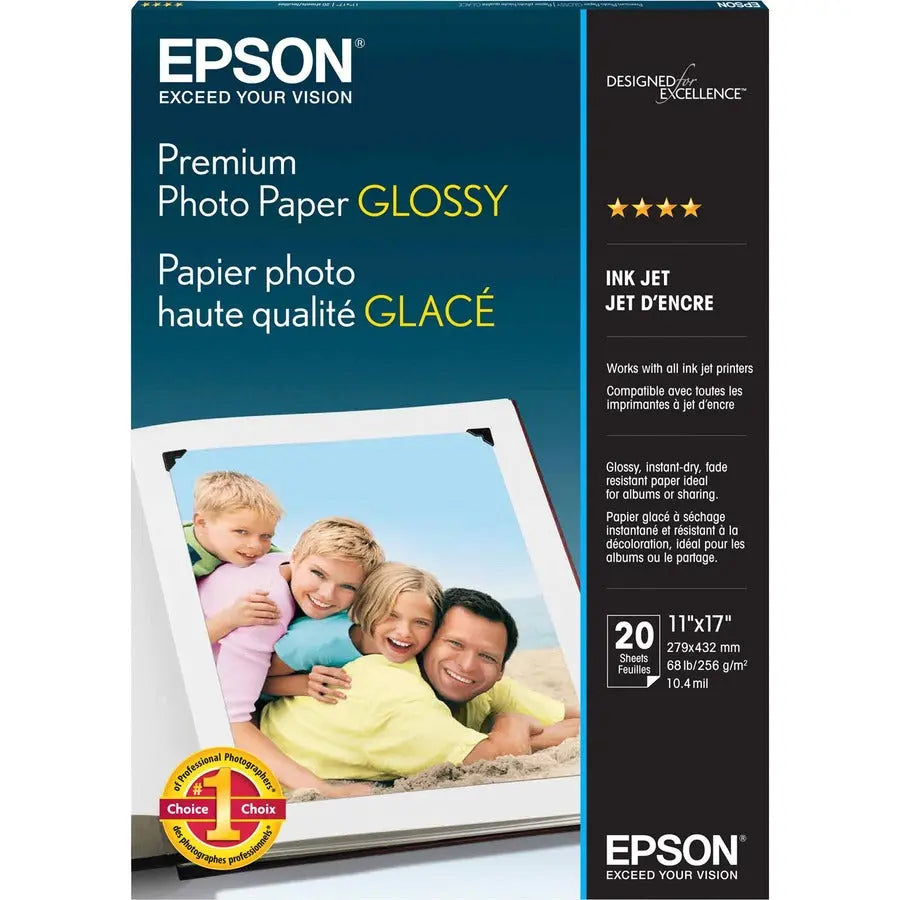 Epson Premium Glossy Photo Paper S041290 - High-Gloss Resin-Coated 10.4 mil for Cherished Photos and Enlargements