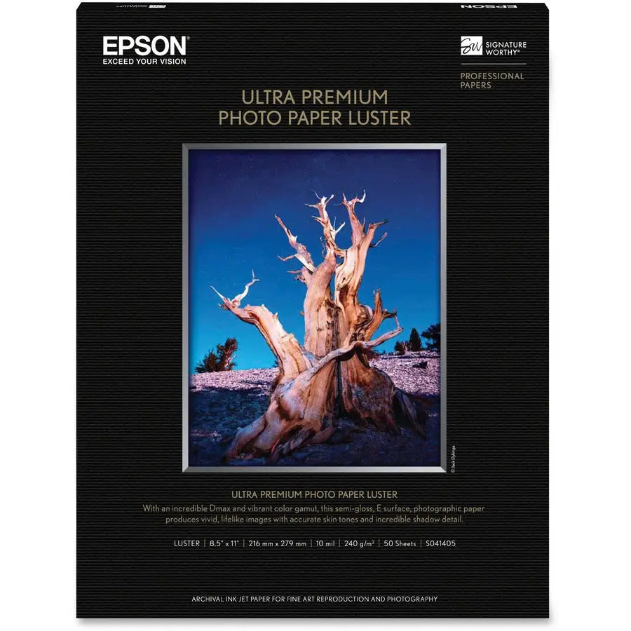 Epson Ultra Premium Luster Photo Paper – 50 Sheets, 10 Mil for Vivid, High-Quality Prints