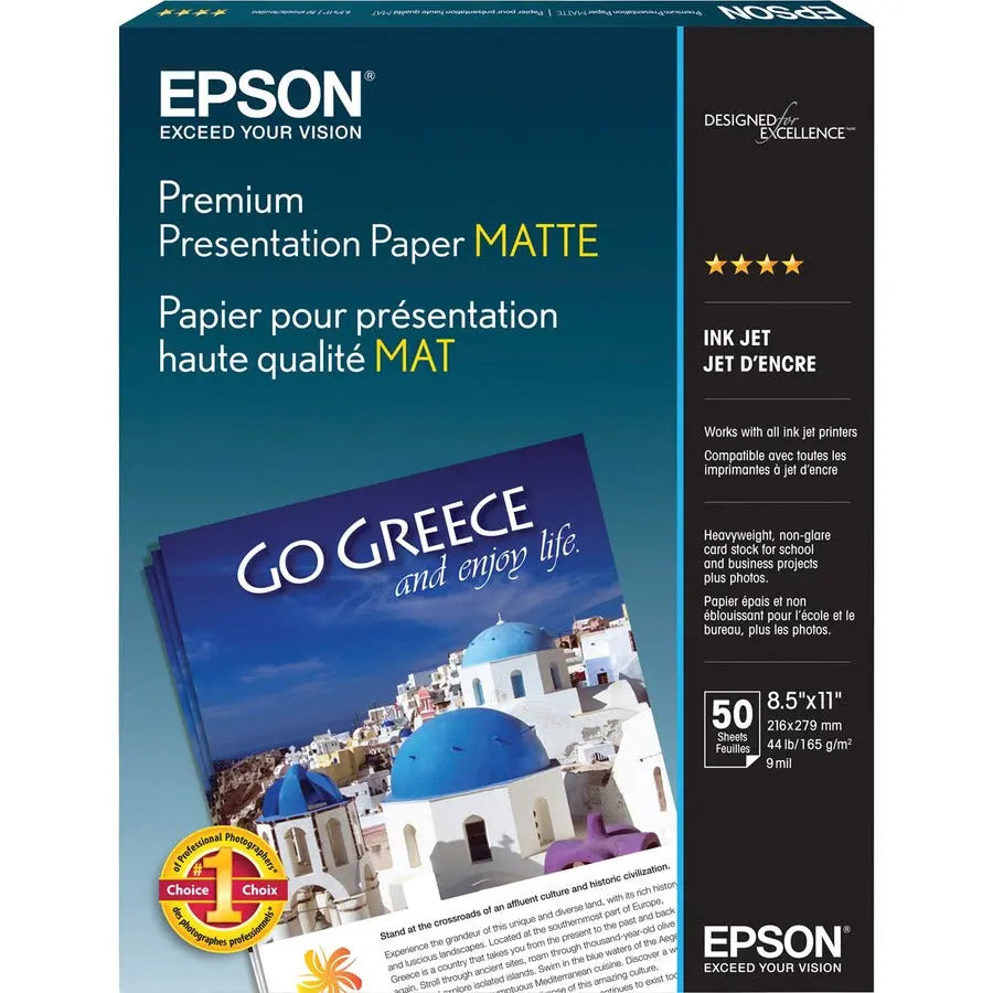 Epson Premium Matte Inkjet Presentation Paper - 50 Sheets, Bright White, 11 x 14 inches