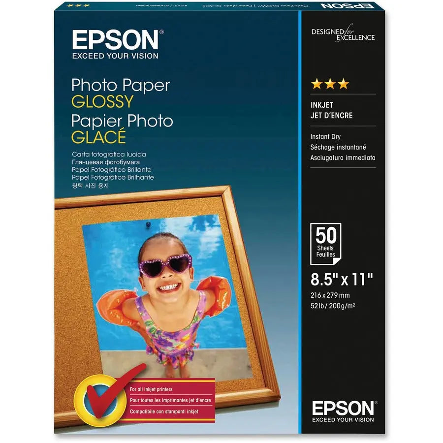 Epson Glossy Finish Photo Paper - 8.1 Mil, 50 Sheets