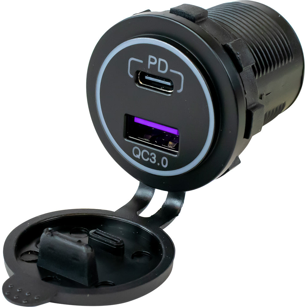 Sea-Dog 426510-1 USB 3.0 and USB-C Power Socket, Non-Illuminated
