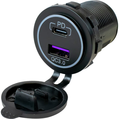 Sea-Dog 426510-1 USB 3.0 and USB-C Power Socket, Non-Illuminated